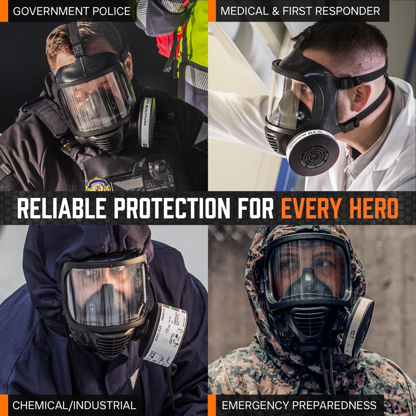 MIRA SAFETY M Certified CBRN Full Face Gas Mask Reusable Respirator Professional Grade (CM-6M Mask WITH Drinking System), 2 Piece Set