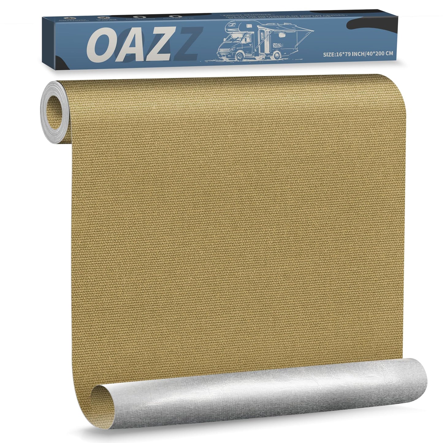 OAZ 16 x 79 inch Canvas Repair Patches Canvas Fabric Patch Self-Adhesive Fabric Repair Tape Waterproof Outdoor Gear Patch Kit for Boat Cover Awning Sofa Chair Couch Tent Bag (Khaki)