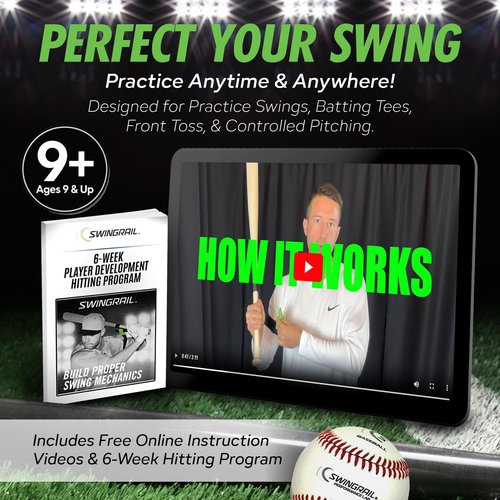 SWINGRAIL Baseball/Softball Swing Trainer Aid - Equipment for Batting and Hitting