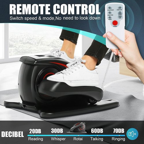 ANCHEER Under Desk Elliptical Machine - Quiet Pedal Exerciser for Seniors, Office & Home, Low-Impact Seated Leg Workout Equipment, Smart LCD Display, Remote Control(Black)