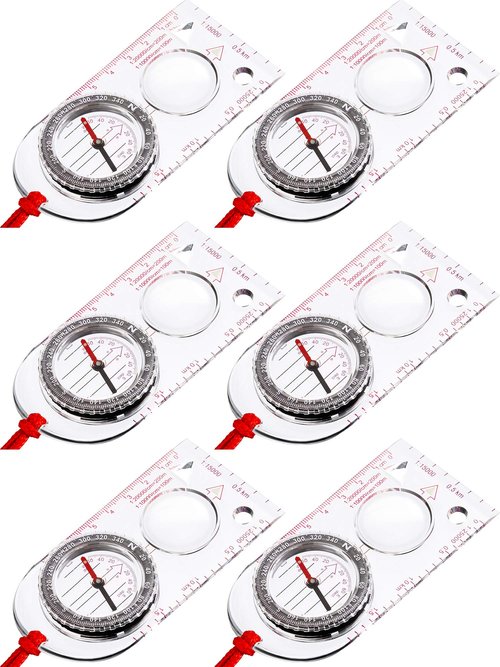 6 Pieces Orienteering Compass Hiking Navigation Backpacking Compass Map Reading for Scout Outdoor Camping Survival Gifts(Style 2)