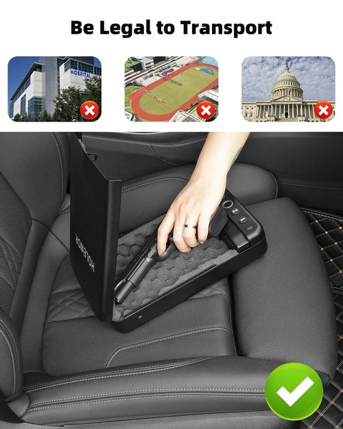 HOLEWOR Car Gun Safe, Small Pistol Safe Biometric Gun Lock Box for Handgun, Portable Fingerprint Quick Access Travel Gun Case for Nightstand Bedside