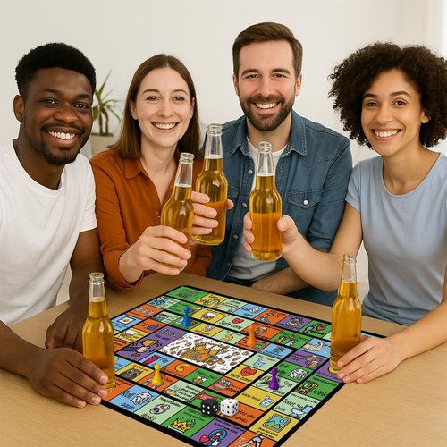 OmaFena Drinking Game for Adults – Funny 21+ Party Board Game with Rubber Mat – Drunk Games, Bachelorette Party, College Night, Birthday, 2-8 Players
