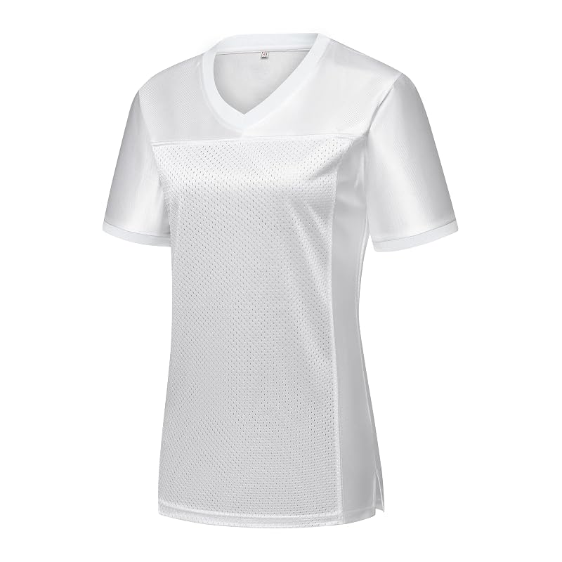 Blank Women Football Jersey Mesh Athletic Shirt - White, Large (Variation: White+Large)