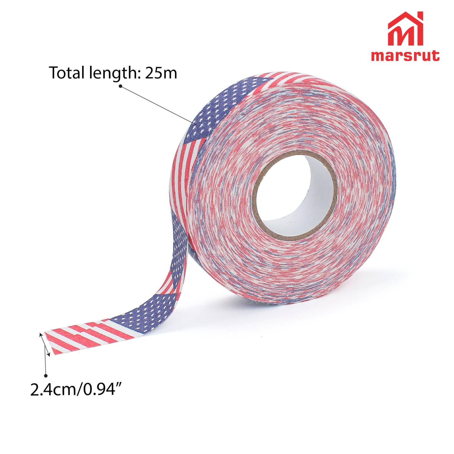 2 Rolls Hockey Stick Tape, Colored Cloth Grip 1"x27yds Multipurpose for Baseball Athletic Sports Lacrosse Softball Bats Rackets Pullup Bars Gardening Tools Hand Taping Easy to Tear, Stretch (USA Flag)