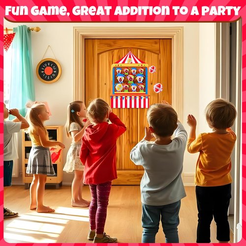 TEASIK Carnival Birthday Party Decorations - Dart Board with 10 Sticky Balls,Felt Cloth Circus Theme Party Decorations, 19.1x13.4 Inches Fun Outdoor & Indoor Family Game for Birthday