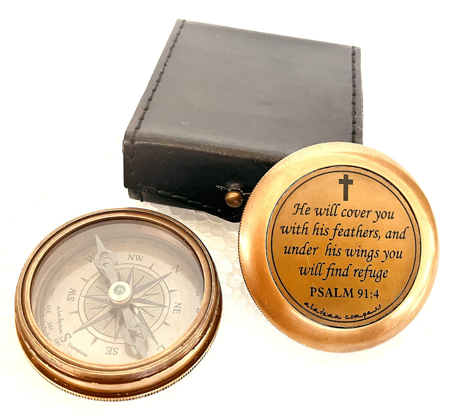 Religious Gifts - Engraved God Compass Inspirational Christian Gifts for Men Catholic, Communion Baptism Gifts Boys Girls Kids, Graduation Gift, Sentimental Gifts Woman (Holy Cross God's Blessings)