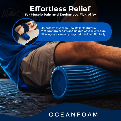 Oceanfoam x 4ocean Tidal Roller (Royal Blue) – Limited Edition Muscle Roller for Back Pain & Yoga - High Density Foam for Physical Therapy - Textured for Deep Tissue Massage - Full Size, 20" x 5"