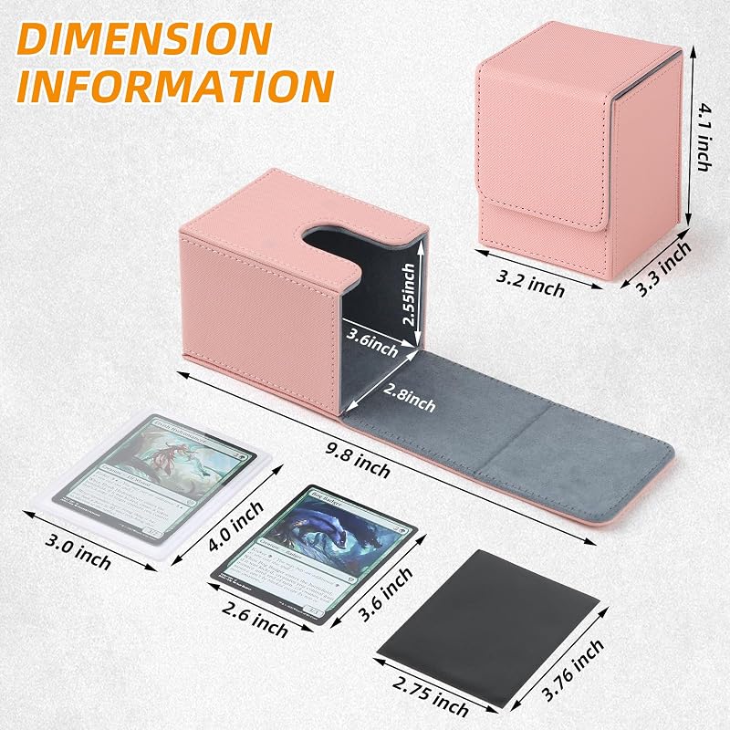 GERMUN Card Deck Box 120+ Sleeved Cards Pink – MTG Commander Storage Case with Magnetic Closure (Variation: 110+ Pink)