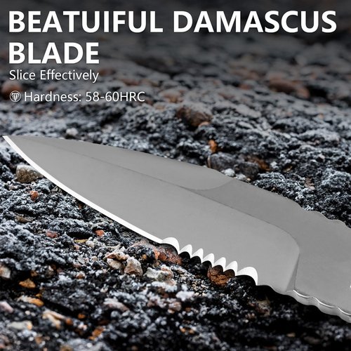 noxozoqm 440C Fixed Blade Camping Knife, 6.7 Inch Portable Straight Knifes, Fixed Blade Knife with Kydex Sheath for Outdoor Tactics, and Camping (white)