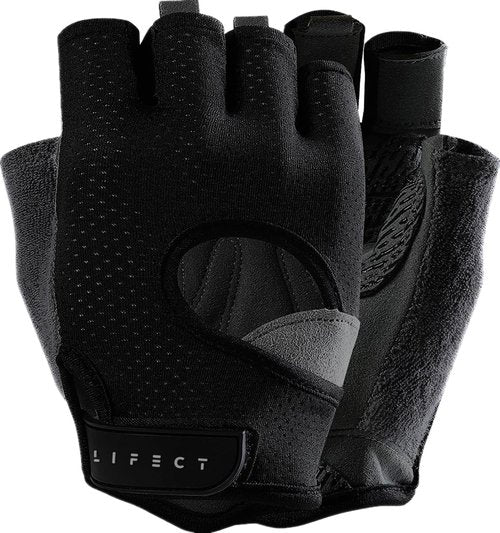 LIFECT Freedom Workout Gloves, Knuckle Weight Lifting Shorty Fingerless Gloves with Curved Open Back, for Powerlifting, Gym, Women and Men (Black, Small)