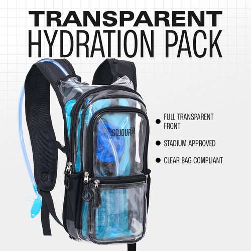 Sojourner Transparent Rave Hydration Pack - Hydration Backpack - Hydropack with 2L Bladder - Water Backpack for Festivals, Hiking, Running, Biking and More