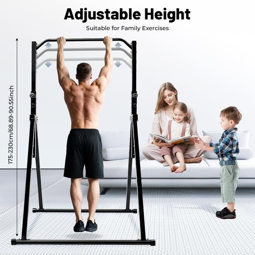BEACCOSS Foldable Pull Up Bar - Adjustable Height Power Tower & Dip Station - Multifunction Fitness Equipment for Home Gym
