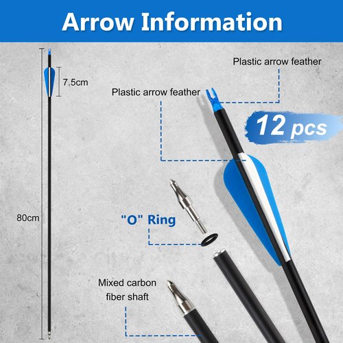 SERfawnCH 30lbs Bow and Arrow Set for Adults & Youth - Ambidextrous Takedown Recurve Bows with 12 Carbon Arrows, Left/Right Handed Archery Sets (Black)