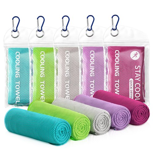 Ymomode Cooling Towels - 5 Pack Gym Towels, Gym Towel for Working Out, Yoga Towel, Quick Dry Towel for Running, Camping, Fitness & More Activities