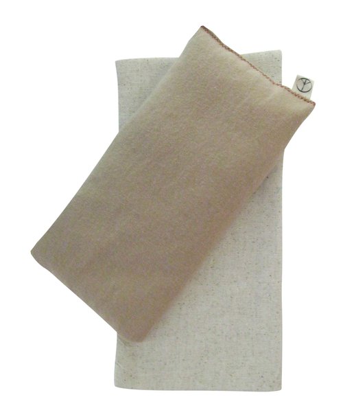 Peacegoods Eye Pillow Gift Set - 4 x 8.5 - Unscented Flax - Washable Cover - Soft Cotton Flannel - Soothing Relaxing - beige tan