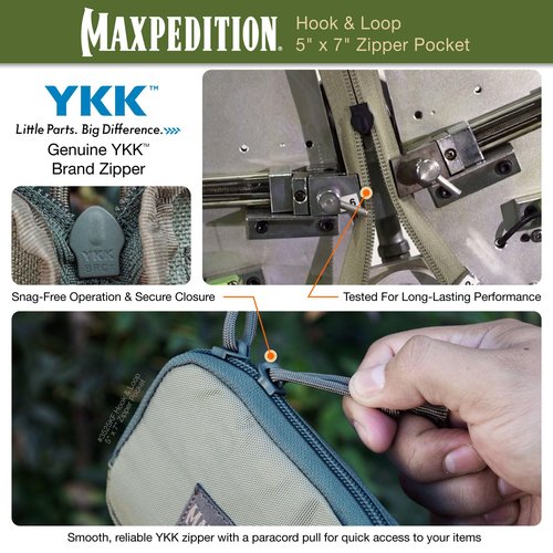 Maxpedition Hook-and-Loop 5-Inch x 7-Inch Zipper Pocket (Khaki-Foliage)