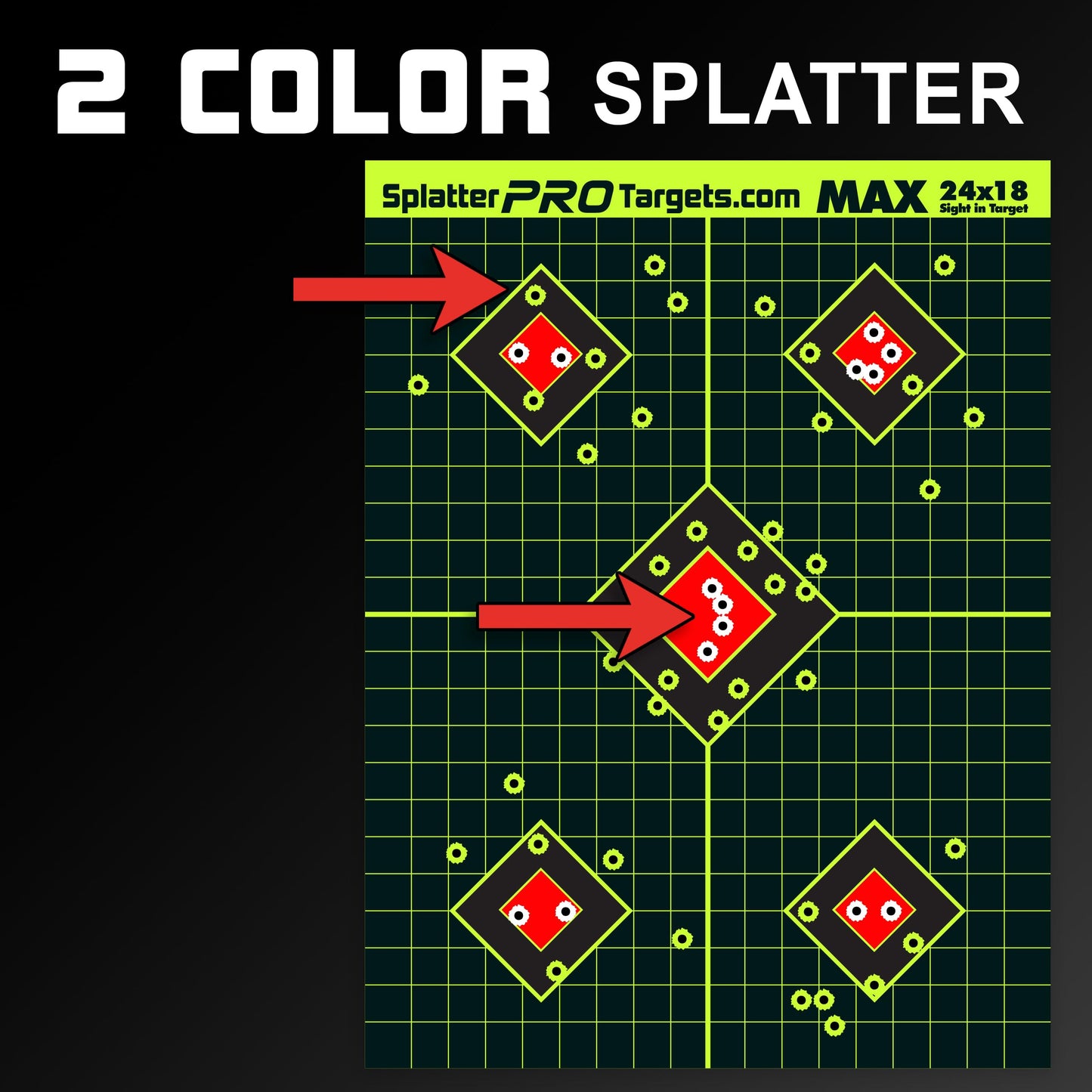 18x24 Extra Large Splatter Targets. Two Color Splatter to Easily See Your Shots! Bright Fluorescent Yellow and White Splatter. (10)