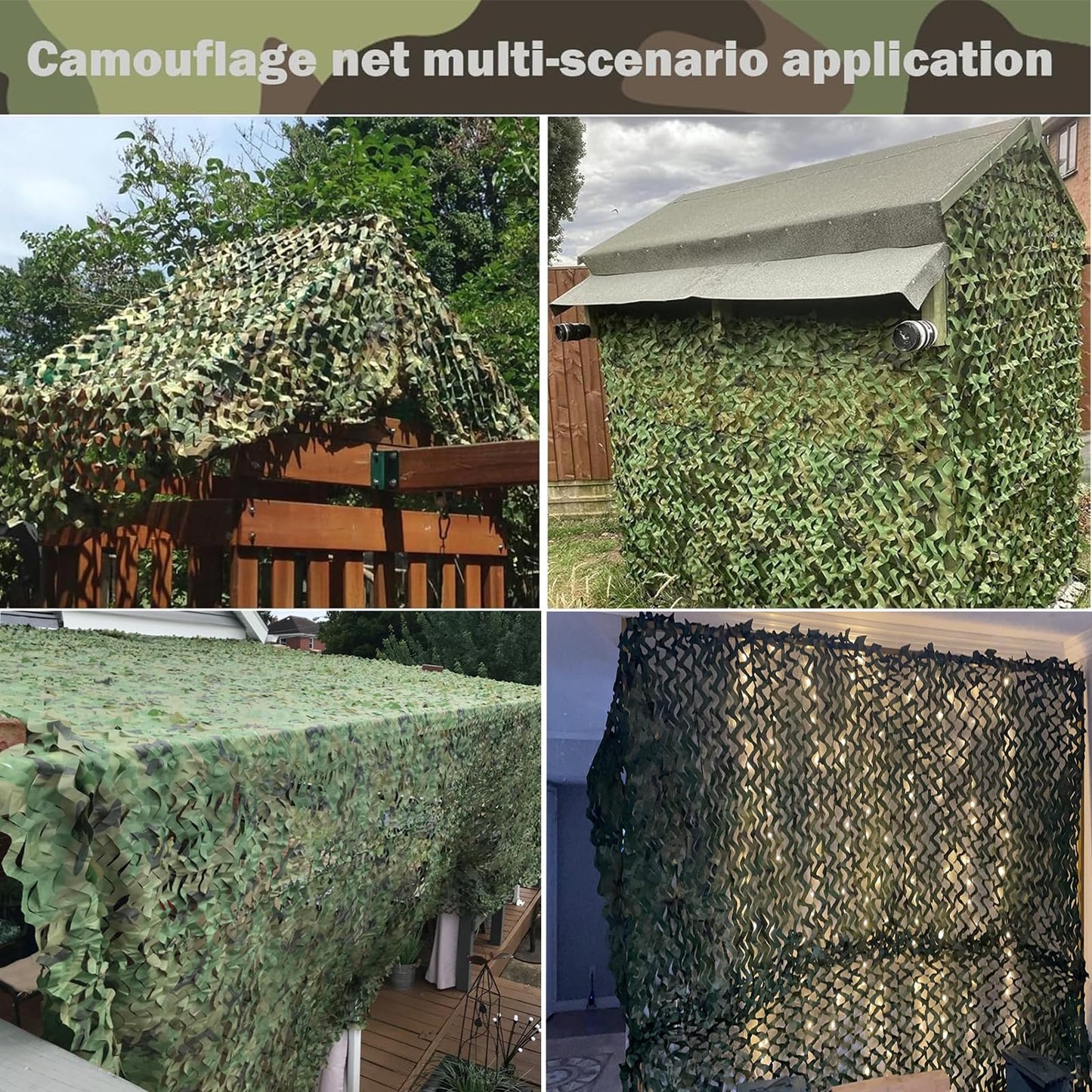 Yeacool Camo Netting Camouflage Netting Bulk Roll Burlap Camo Tarp Sunshade Camo Net for Hunting Blind Military Dinosaur Birthday Theme Party Decoration (Woodland Camo, 4.9ft*3.28ft, 1.5m*1m)