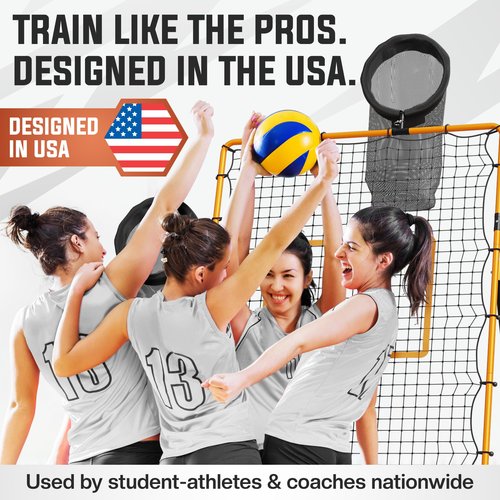 THNDRBOUNCE Adjustable Volleyball Rebounder Net - Volleyball Training Equipment with 3 Targets for accuracy, Sandbags, Carry Bag - Football Rebounder, Versatile Lacrosse Rebounder Net for Volley ball.