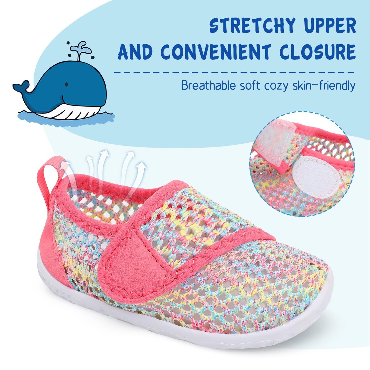LeIsfIt Toddler Water Shoes Boys Girls Barefoot Aqua Socks Kids Breathable Quick-Dry Swim Shoes for Beach Pool Surf, Colorful, 7 Toddler