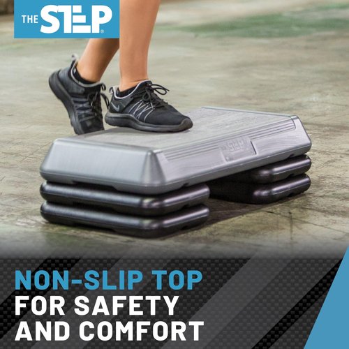 The Step (Made in USA) Original Aerobic Platform – Circuit Size Grey Aerobic Platform and Original Black Risers