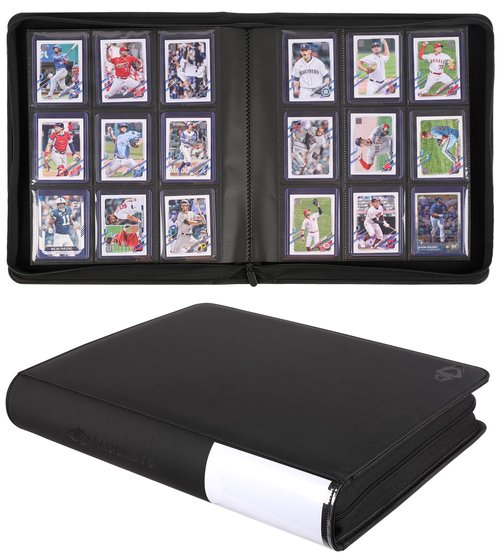 AUSIIBTO Top Loaders Binder, Holds 288 Top Loaders, Side-Loading Pages Design Compatible for 3" x 4" Toploaders 35pt Card Sleeves, Collectible Football, Baseball Trading Card Albums