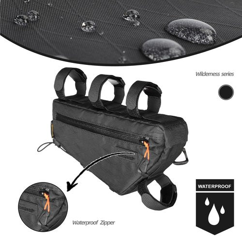 abamita Bicycle Frame Bag Bike Triangle Bag Waterproof Bike Bag 1.7L with Dual Side Mesh Pockets for MTB Road Bike Cycling Commuting and Outdoor Adventures,Water-Resistant