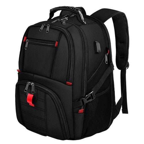YOREPEK Travel Backpack, Extra Large 50L Laptop Backpacks for Men Women, Water Resistant College Backpacks Airline Approved Business Work Bag with USB Charging Port Fits 17 Inch Computer, Black