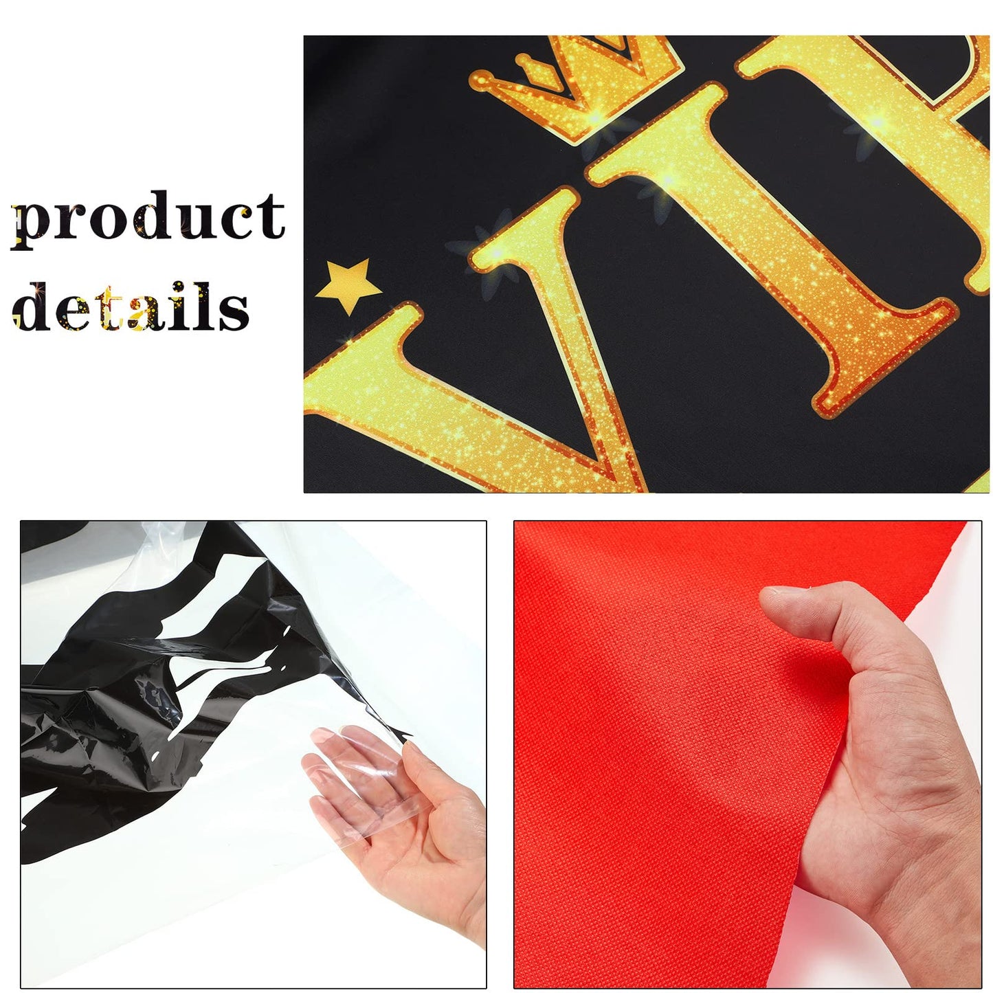 6.5 x 5 ft VIP Photography Backdrop Red Carpet Backdrop Film Movie Banner Paparazzi Props Party Accessory and Runner Red Carpet Runner 2.6 x 15 ft with Tape for Theme Party Decorations