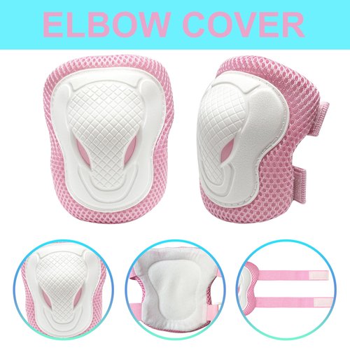 ENHERWE Protective Gear Set for Skating Cycling Bike Rollerblading Scooter,Include Wrist Guards,Knee Pads and Elbow Pads for 3-8 Years Kids,Pink and Size S