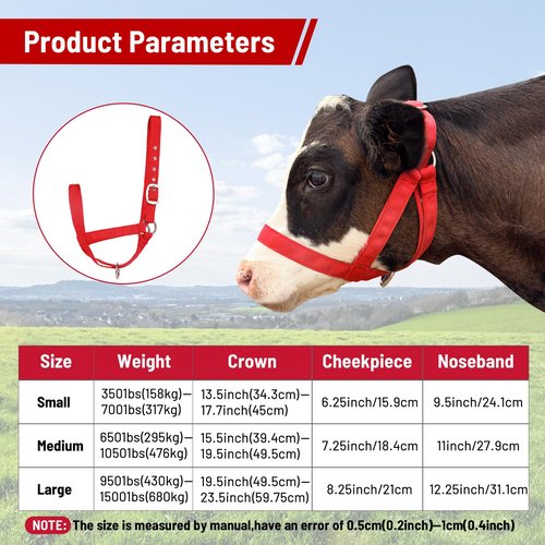 Calf Halter with Leading Rope Adjustable Calf Halter with Leading Rope for Miniature Horse Donkey Goat Foal Nylon Cattle Training Supplies Pink S