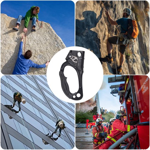 SOB Hand Ascender, Rock Climbing Tree Arborist Rappelling Gear Equipment Rope Clamp for 10~13MM Rope (Left Hand Black)