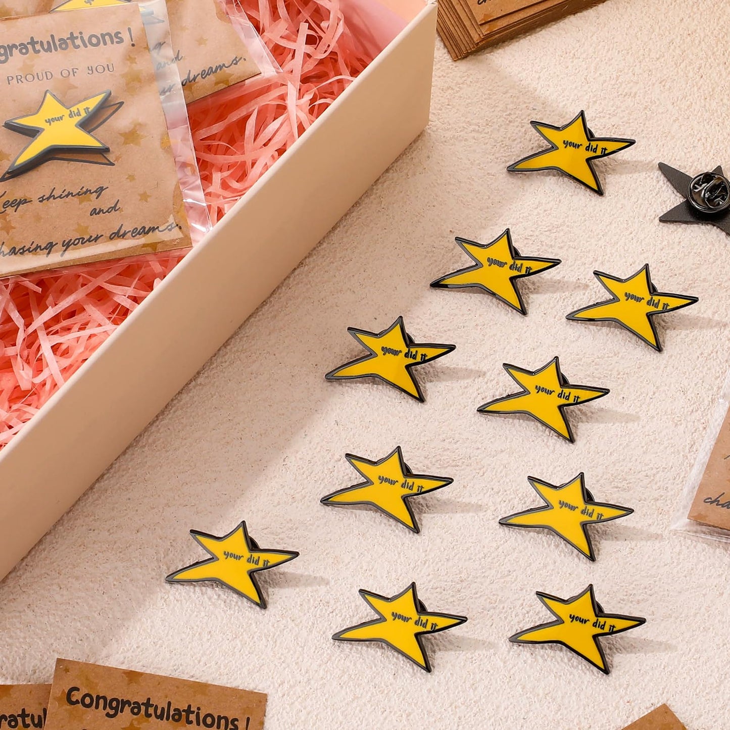 Yinkin 6 Sets Inspirational Your Did It Star Pins Bulk Gifts Funny Meme Enamel Lapel Pin Brooch Motivational Cards Gifts for Back to School Classroom Students Teachers Employee Coworker Appreciation