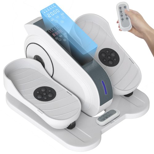 Soozier Under Desk Elliptical Machine, Electric Ellipse Leg Exerciser While Sitting for Seniors with Manual & Auto Mode, Massage Pedal, Remote Control and 10 Adjustable Speeds, Quiet and Portable