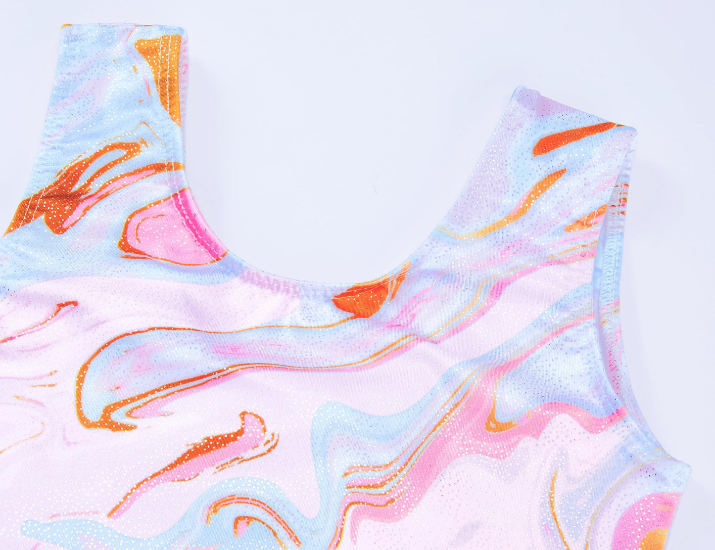 Domusgo Leotard for Girls Gymnastics Size 5-6 Years Old Sparkly Pink Tie Dye Set with Matching Shorts