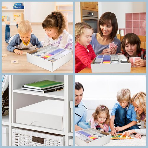 HIMOMO Trading Card Storage Box 3120 Count Collector Cards Box White Sports Card Storage Boxes Card Sorting Tray Cases Cards Collection Trading Cards Box for Soccer Basketball Cards (8 Set)