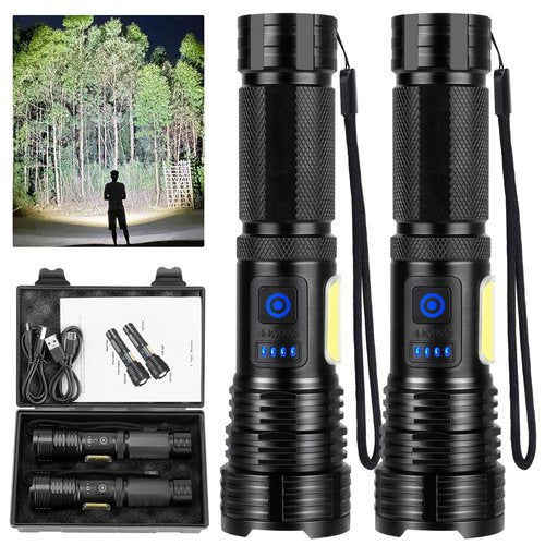 LED Rechargeable Flashlights 990000 High Lumens, Super Bright Flashlight High Power Flash Light with 7 Modes, 15H Running Time, IPX7 Waterproof Handheld Flashlight for Home Camping