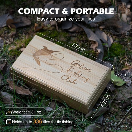 Goture Fly Fishing Flies Kit, 54pcs Dry Wet Flies Streamers Nymphs with Wooden Fly Box, Bass Trout Steelhead Salmon Lures Set Assortment Kit, Gifts for Men