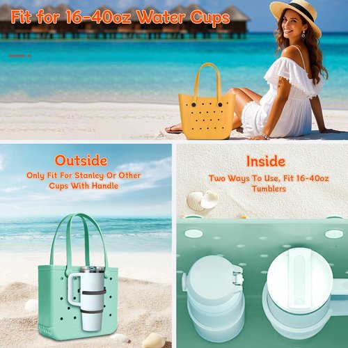 Bogg Bag Cup Holder for Stanley 30oz 40oz, Drink Holder Compatible Bogg/Simple Modern Beach Tote Bags, Adjustable Water Bottle Holder Attachment, Bogg Bag Accessories