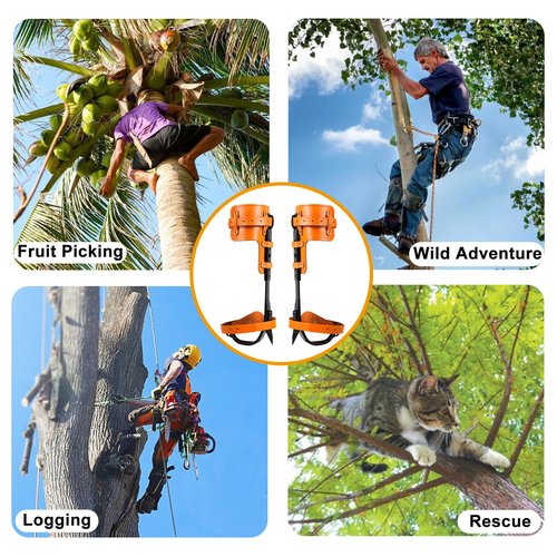 timiland Tree Climbing Gear Set,Tree Climbing Spikes,Upgraded Tree Climbing Gear with Adjustable Length Design,Tree Climbing Tool Set for Logging,Tree surgen, Hunting (Brown)