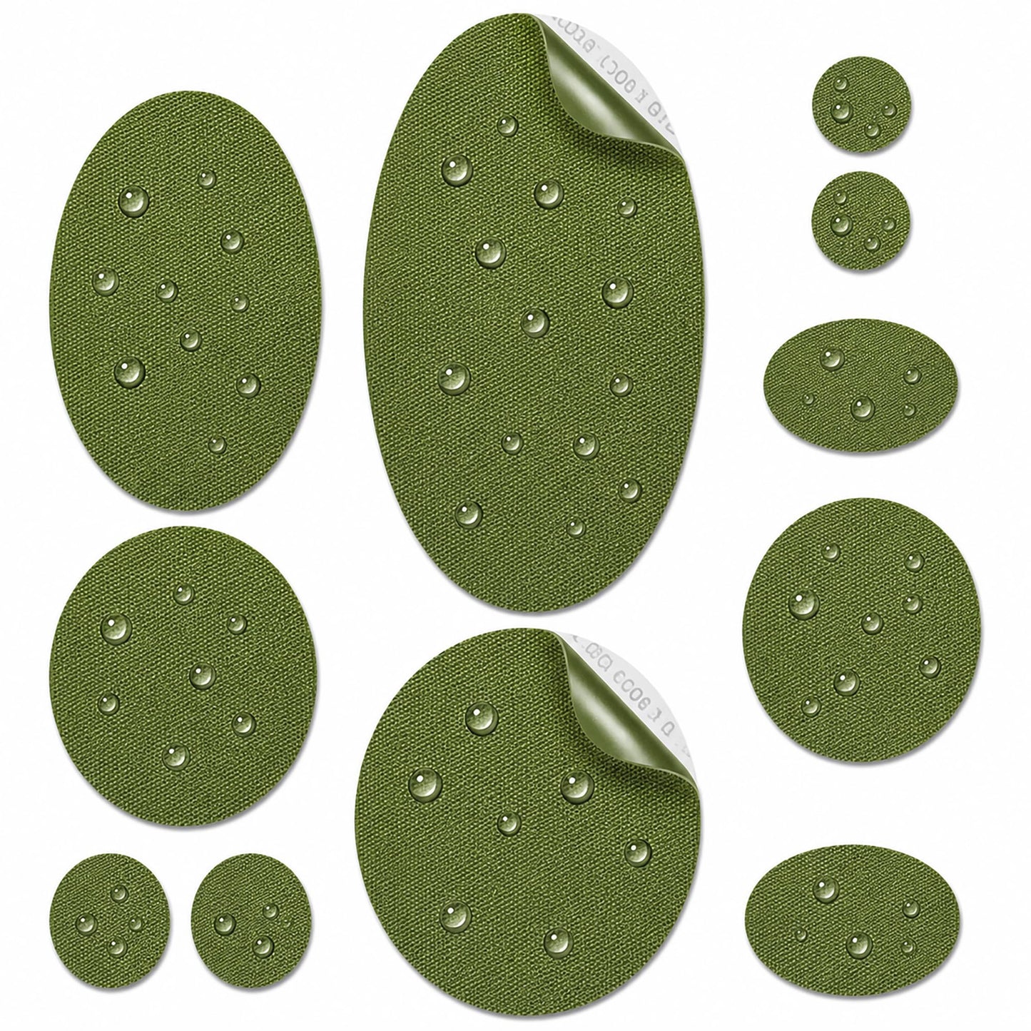 Self-adhesive Repair Patches for Jackets, Tents, Sleeping Bags, Olive Green
