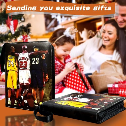 Basketball Card Binder, Trading Card Binder 9 Pocket with 50 Removable Sleeves Fits 900 Sport Cards, 3 Ring Card Holder Binder with Zipper, Collector Storage Album