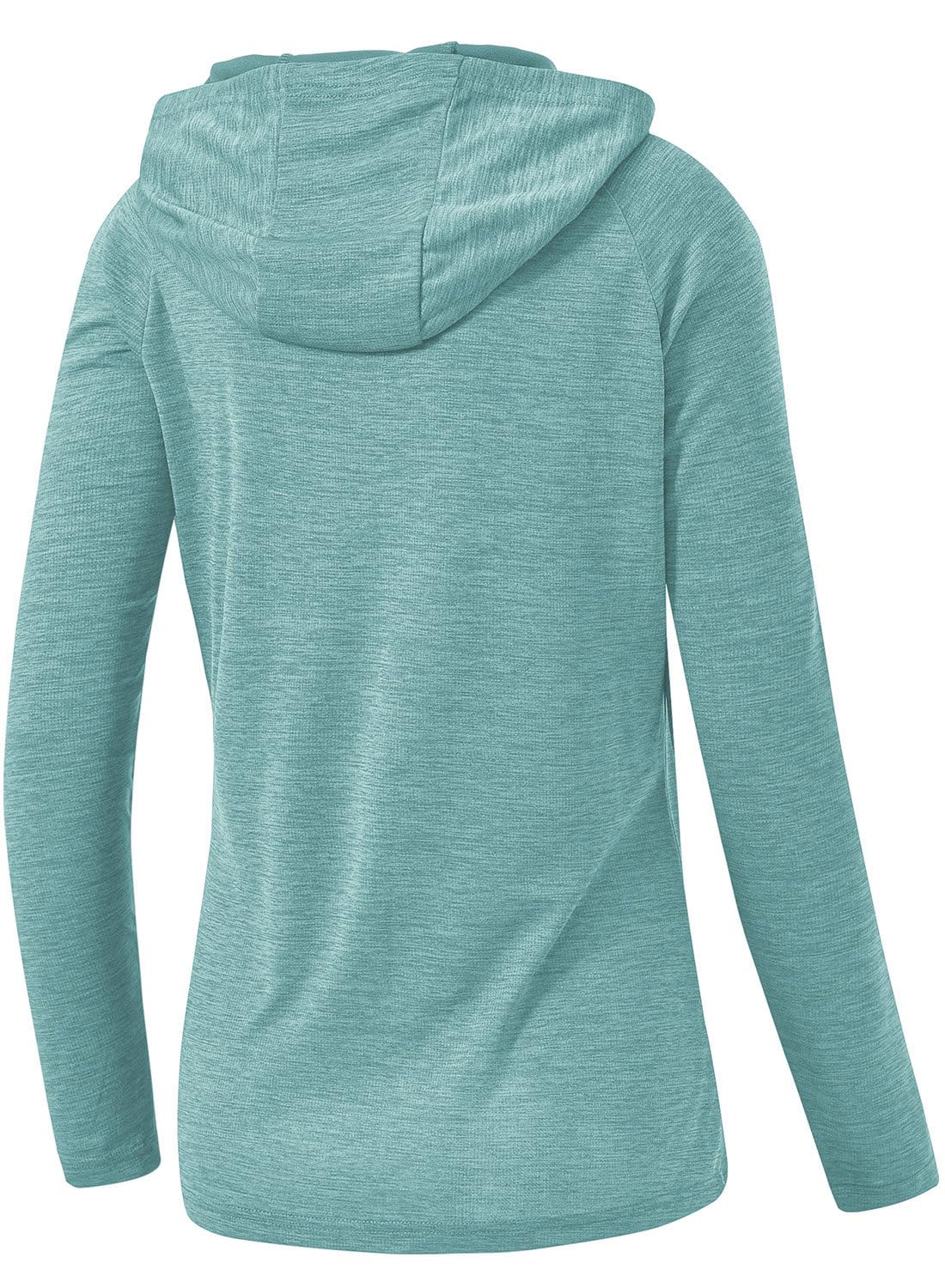 TBMPOY Womens UPF 50+ Sun Protection Hoodie Shirt Long Sleeve Fishing Hiking Outdoor UV Shirt Lightweight Light Cyan L
