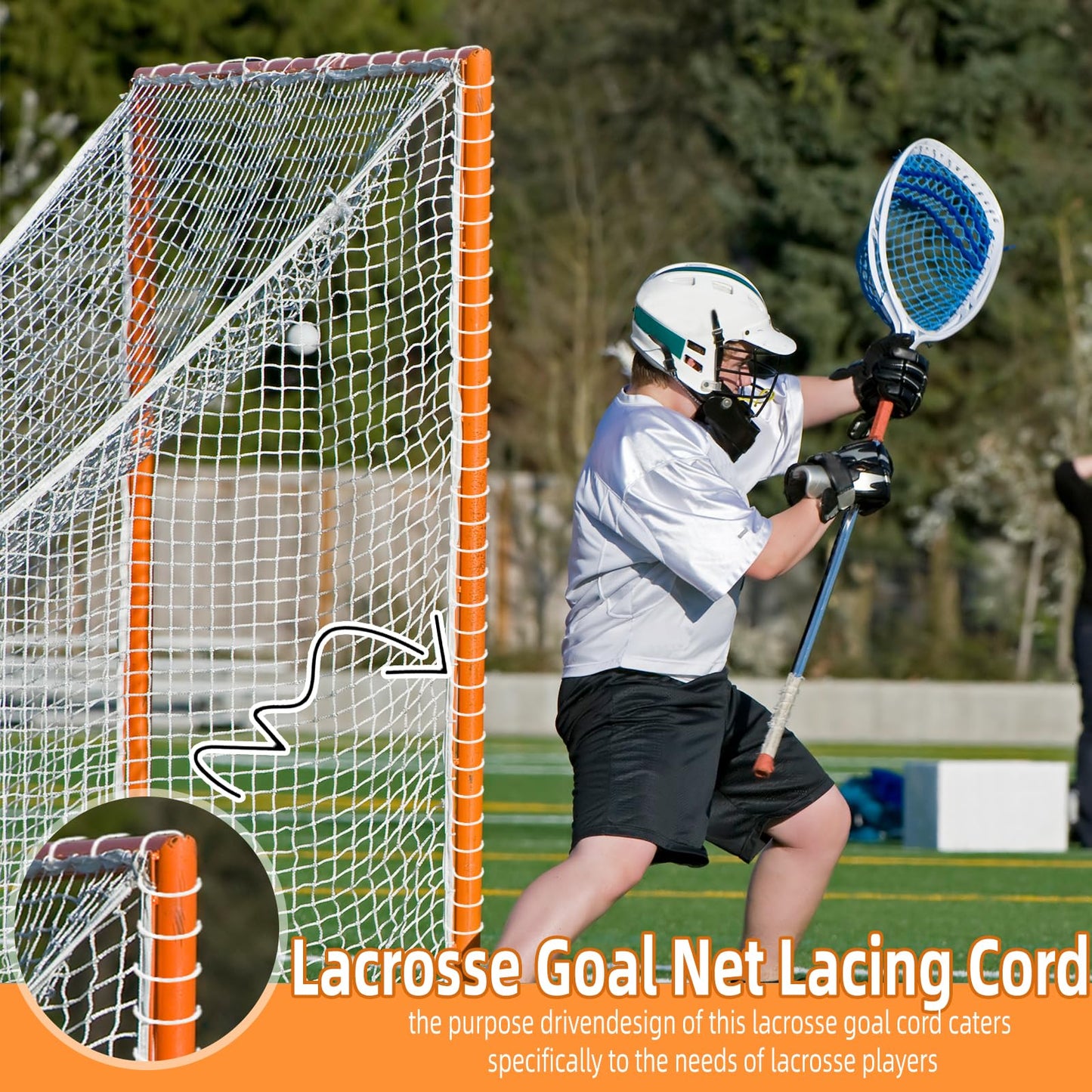 2 Pcs Lacrosse Goal Net Lacing Cord 115ft/35m Long, 4mm Thick, Lacrosse Net Rope for Lacrosse Hockey Soccer Backstop Cage Net Backyard Collegiate High School Youth, Net Not Include