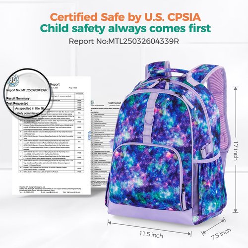 Choco Mocha Cheetah Backpack for Girls, Elementary School Backpack for Girls Ages 6-8 Kids Kindergarten Backpack Bookbag 17 Inch with Chest Strap, Purple