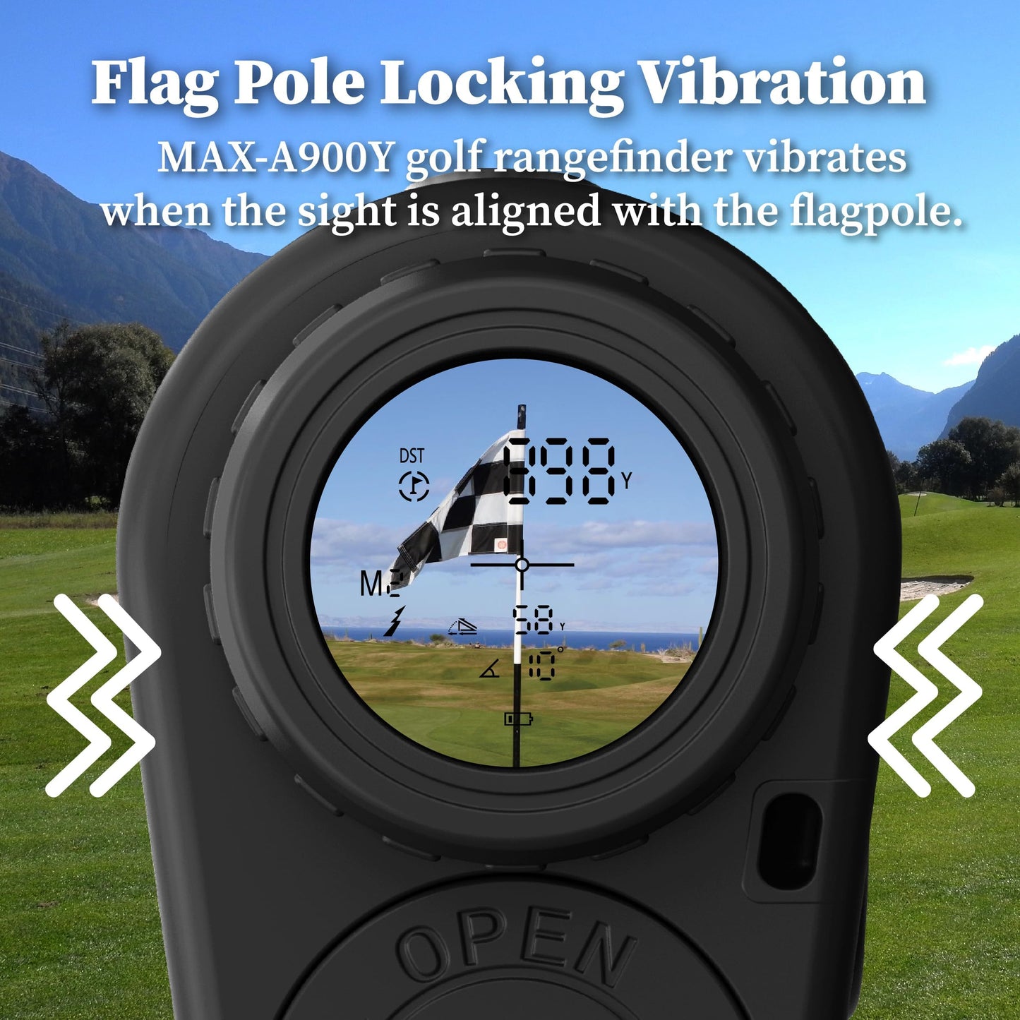 AILEMON Golf Rangefinder with Slope Switch, Flag Pole Locking with Pulse Vibration, 6X Magnification Laser Range Finder Golfing & Hunting, 900 Yards Rangefinders with Magnet Stripe (Black)