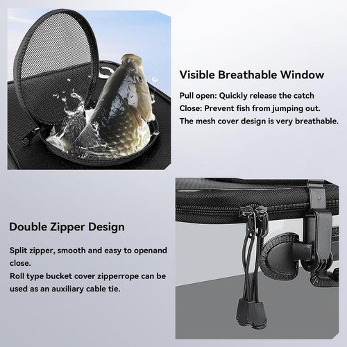 Fishing Bucket Foldable, Live Bait Bucket 6GAL with Breathable Skylight & Aeration Hole, Multi-Functional Live Fish Container for Fishing, Camping, Moving, Thickened EVA & Comfortable Handle
