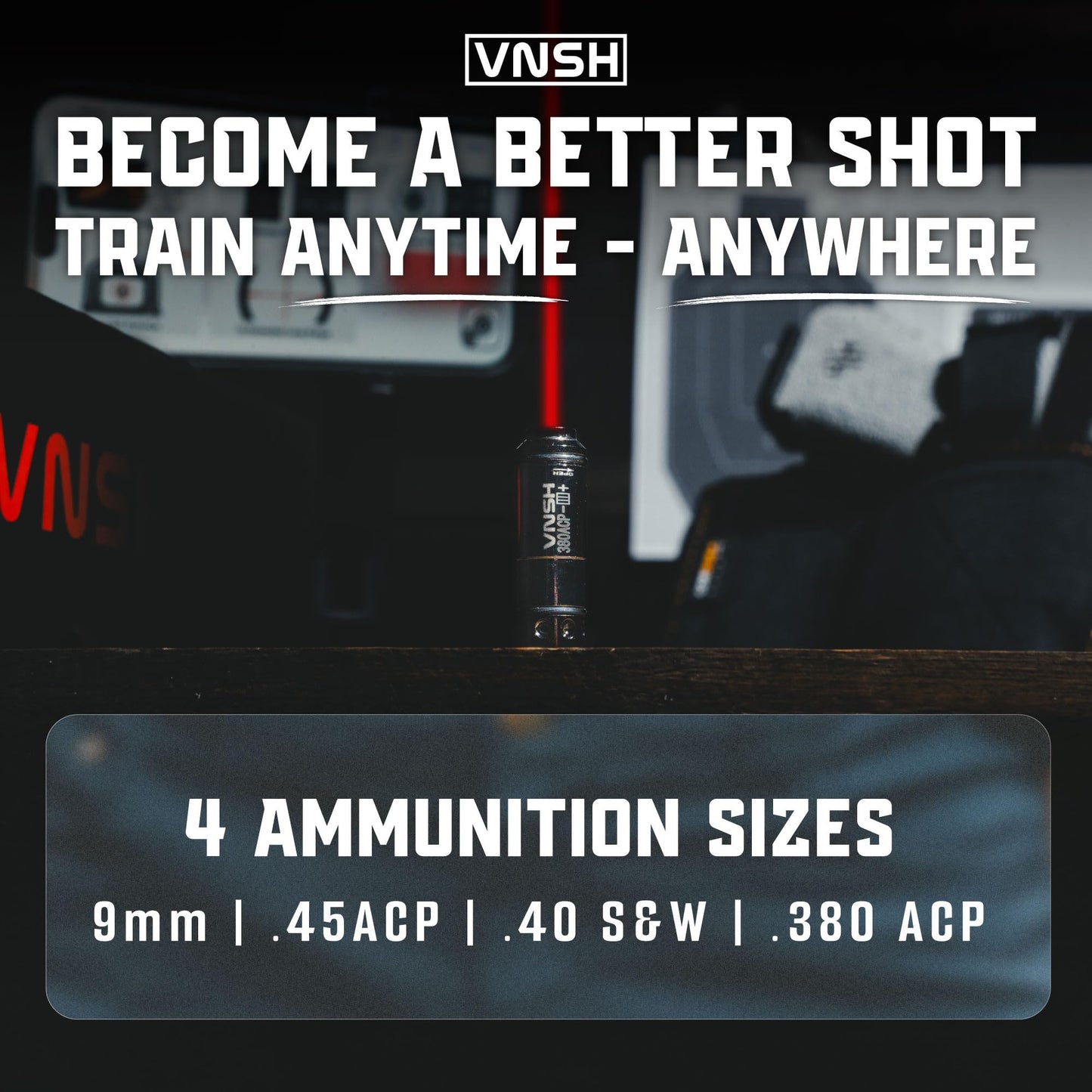 VNSH - Laser Strike Training System | Dry Fire Laser Training | Laser Training Cartridge | High Accuracy | Most Professional | 5 Yards to 100 Yards Range | Caliber Compatibility (.380 ACP)