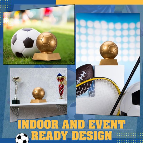 Liliaafar 4 Inch Soccer Trophy Award Antique Bronze Gold - Resin Soccer Medals Collectible for Sports Achievements, Office Desk Decor, Trophy Case Display, Trapezoidal Base(Bronze Golden)